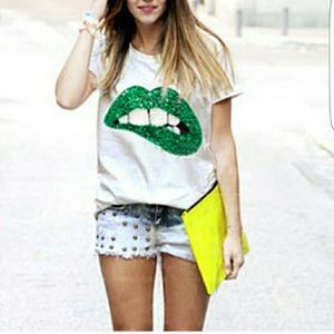 NEW St Patrick’s Day sequin lips t-shirt